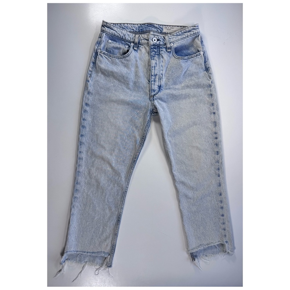 RAG & BONE Nina High Rise Shorty Cigarette Jeans Raw Mica Womens 28 Cropped